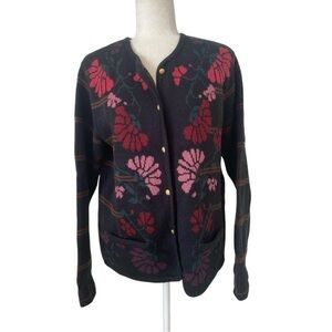 Classic Elements Womens Vintage Knit Floral Preppy Cardigan